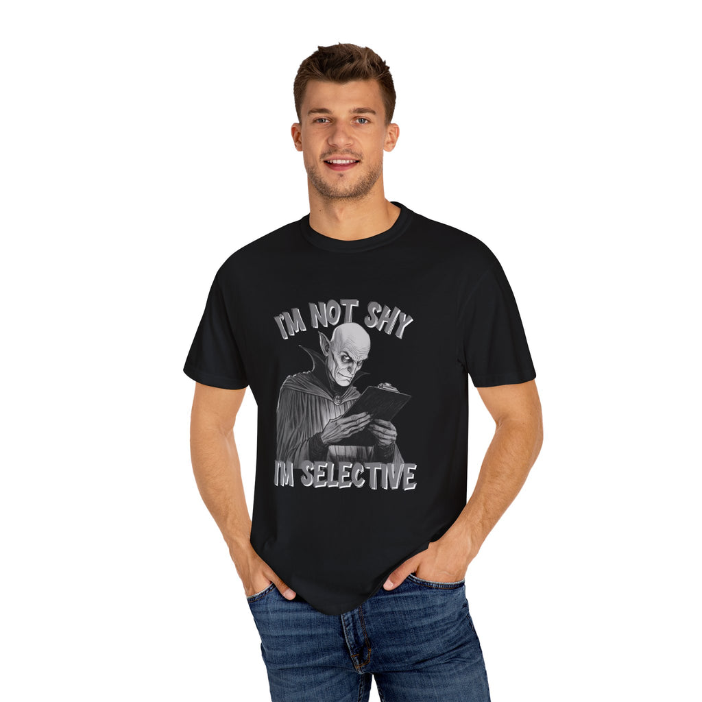 I'm Not Shy, I'm Selective - Antisocial Vampire - Unisex Garment-Dyed T-shirt