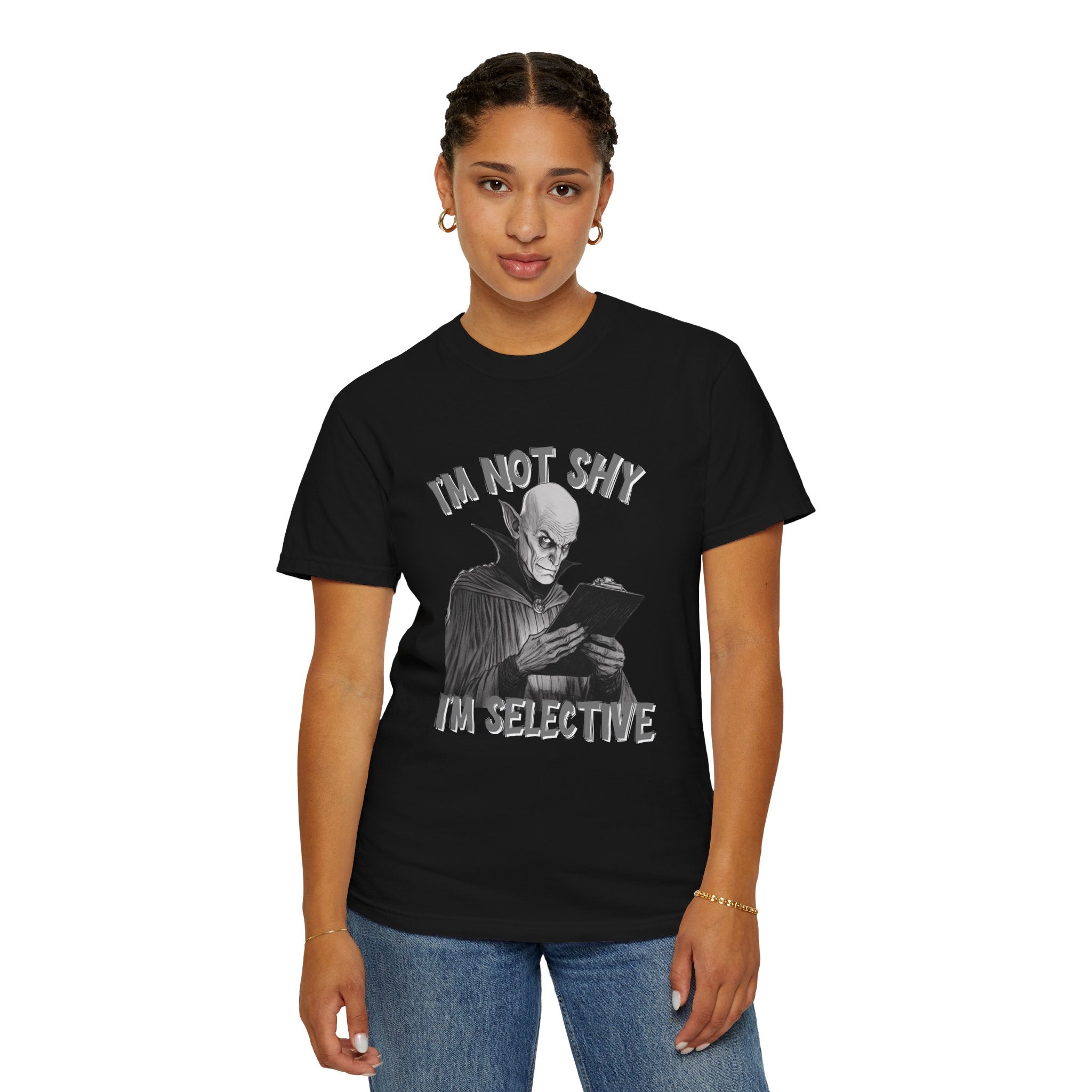 I'm Not Shy, I'm Selective - Antisocial Vampire - Unisex Garment-Dyed T-shirt